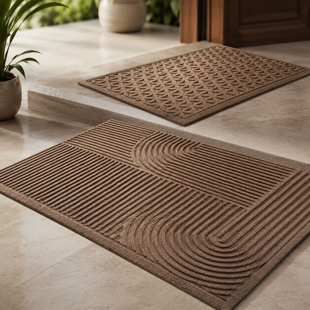 3D Grooved Geometric Doormat Anti-Slip Scraper Entrance Mat