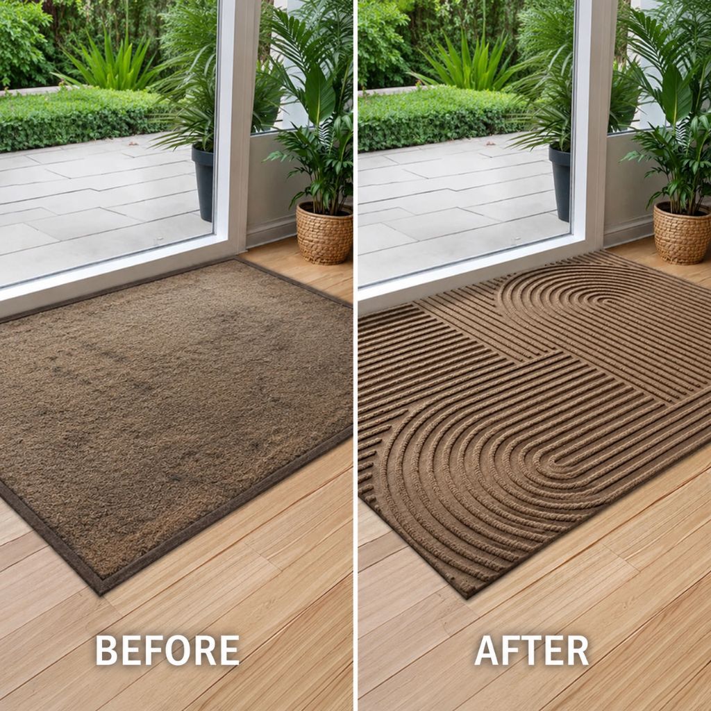 3D Grooved Geometric Doormat Anti-Slip Scraper Entrance Mat