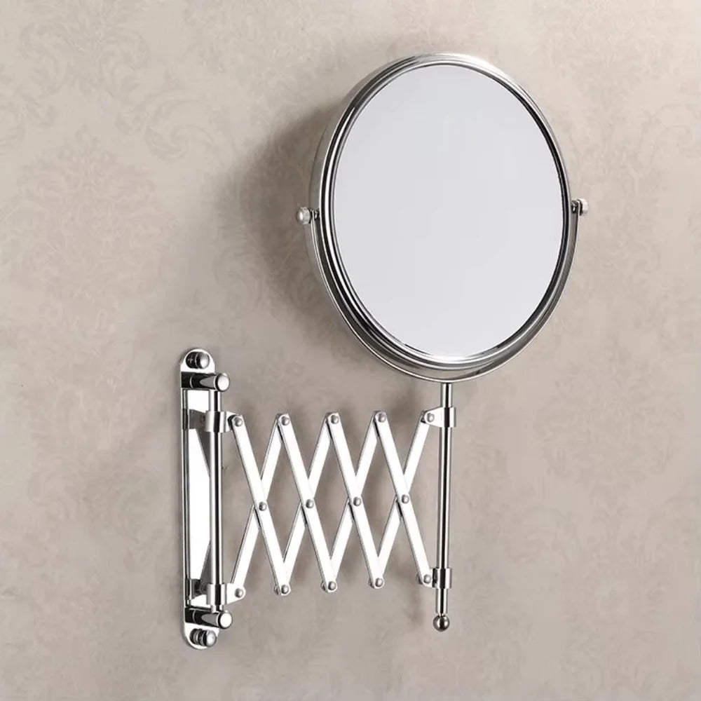 3x magnifying round wall makeup mirror double sided pantograph arm
