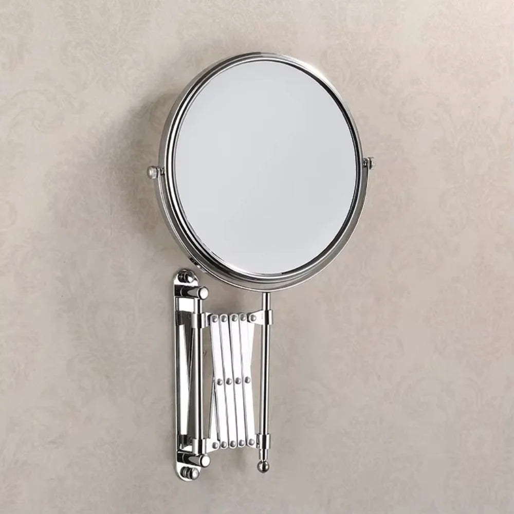 3x magnifying round wall makeup mirror double sided pantograph arm – view 7