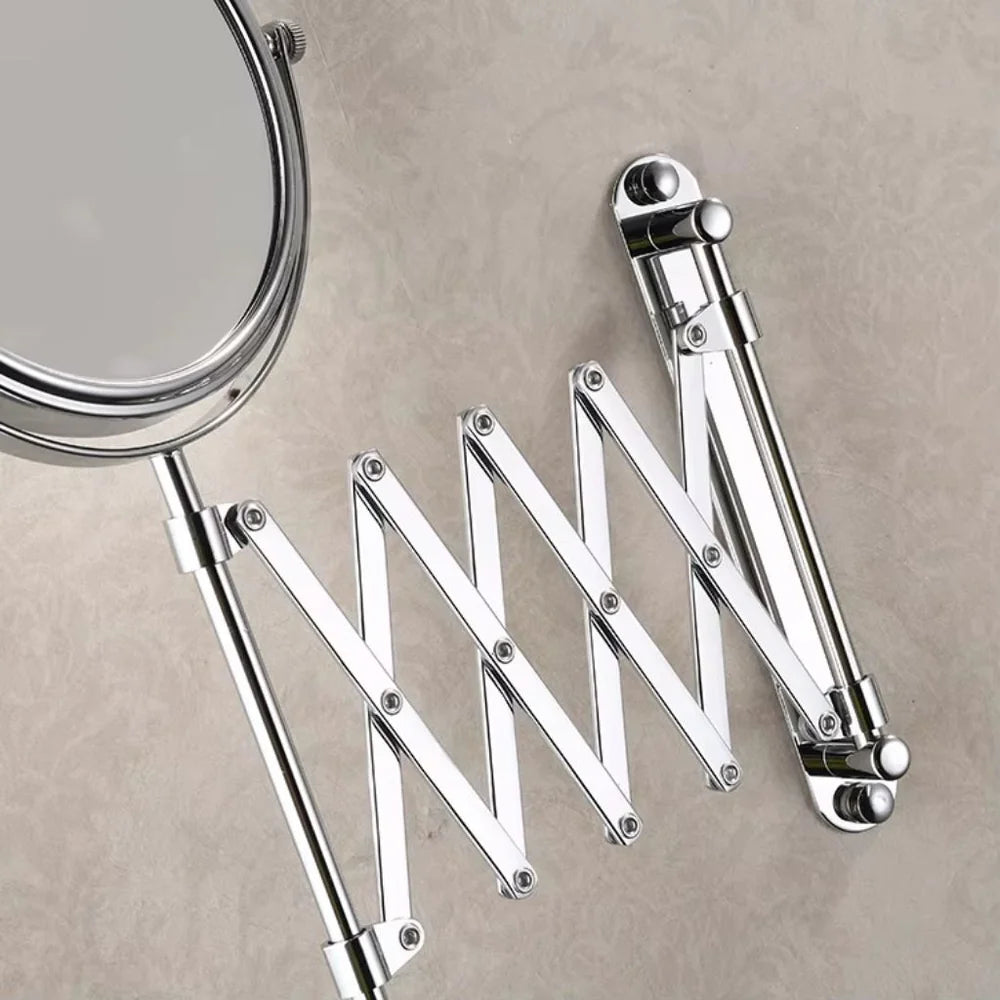 3x magnifying round wall makeup mirror double sided pantograph arm – view 8