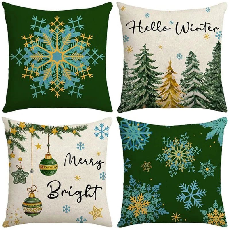 4 - Pack Christmas Cushion Covers - Decorative Pillow Covers - Lattea Global