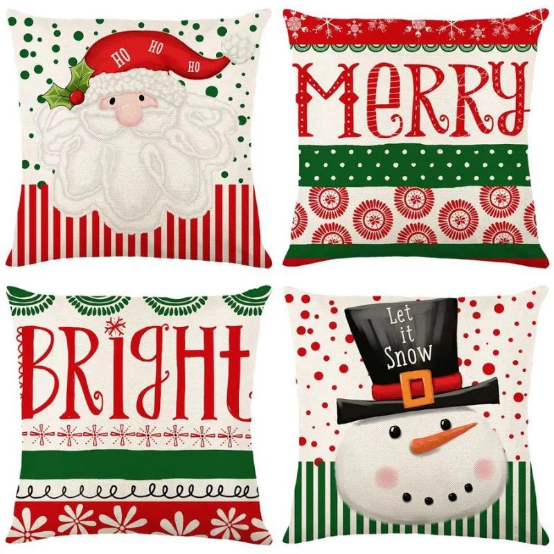 4 - Pack Christmas Cushion Covers - Decorative Pillow Covers - Lattea Global