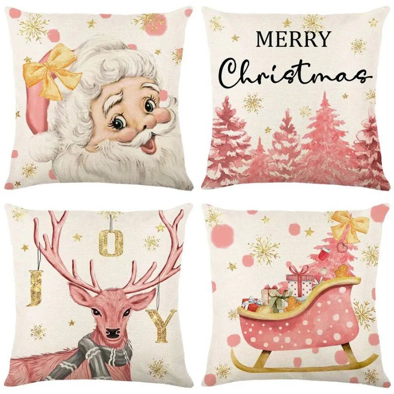 4 - Pack Christmas Cushion Covers - Decorative Pillow Covers - Lattea Global