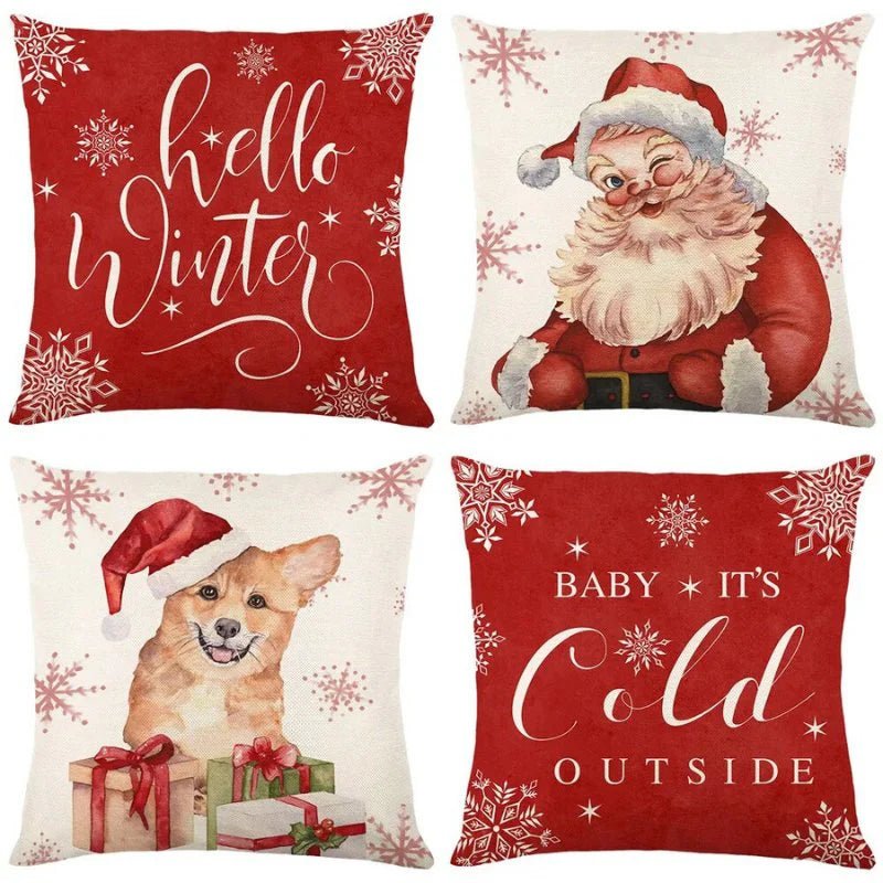 4 - Pack Christmas Cushion Covers - Decorative Pillow Covers - Lattea Global