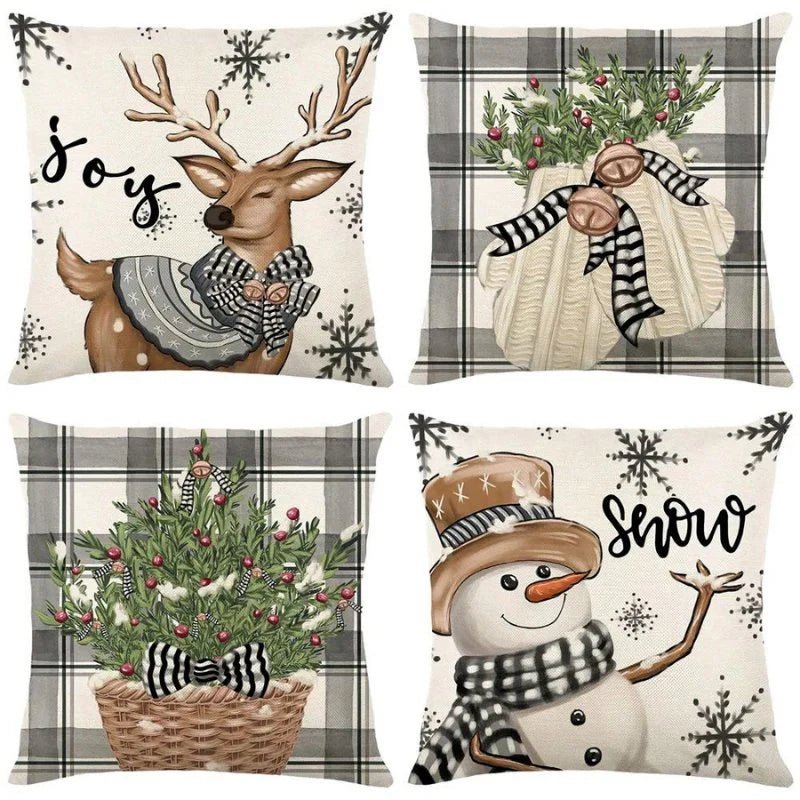 4 - Pack Christmas Cushion Covers - Decorative Pillow Covers - Lattea Global