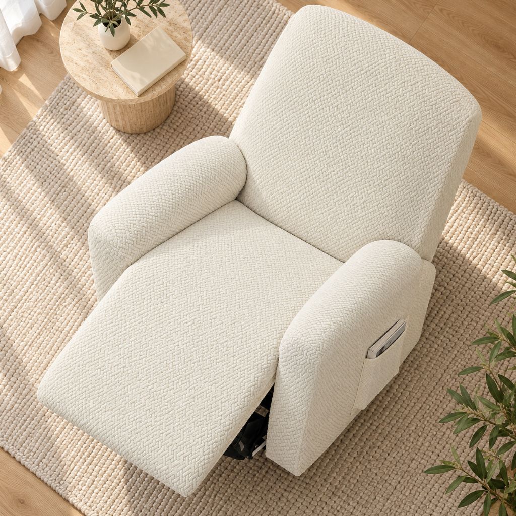 4-Piece Stretch Jacquard Recliner Slipcover with Side Pocket
