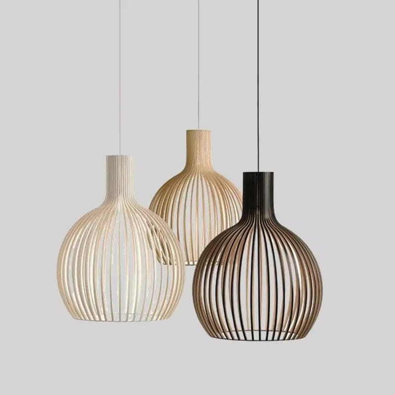 Rustic Wooden Cage Pendant Light