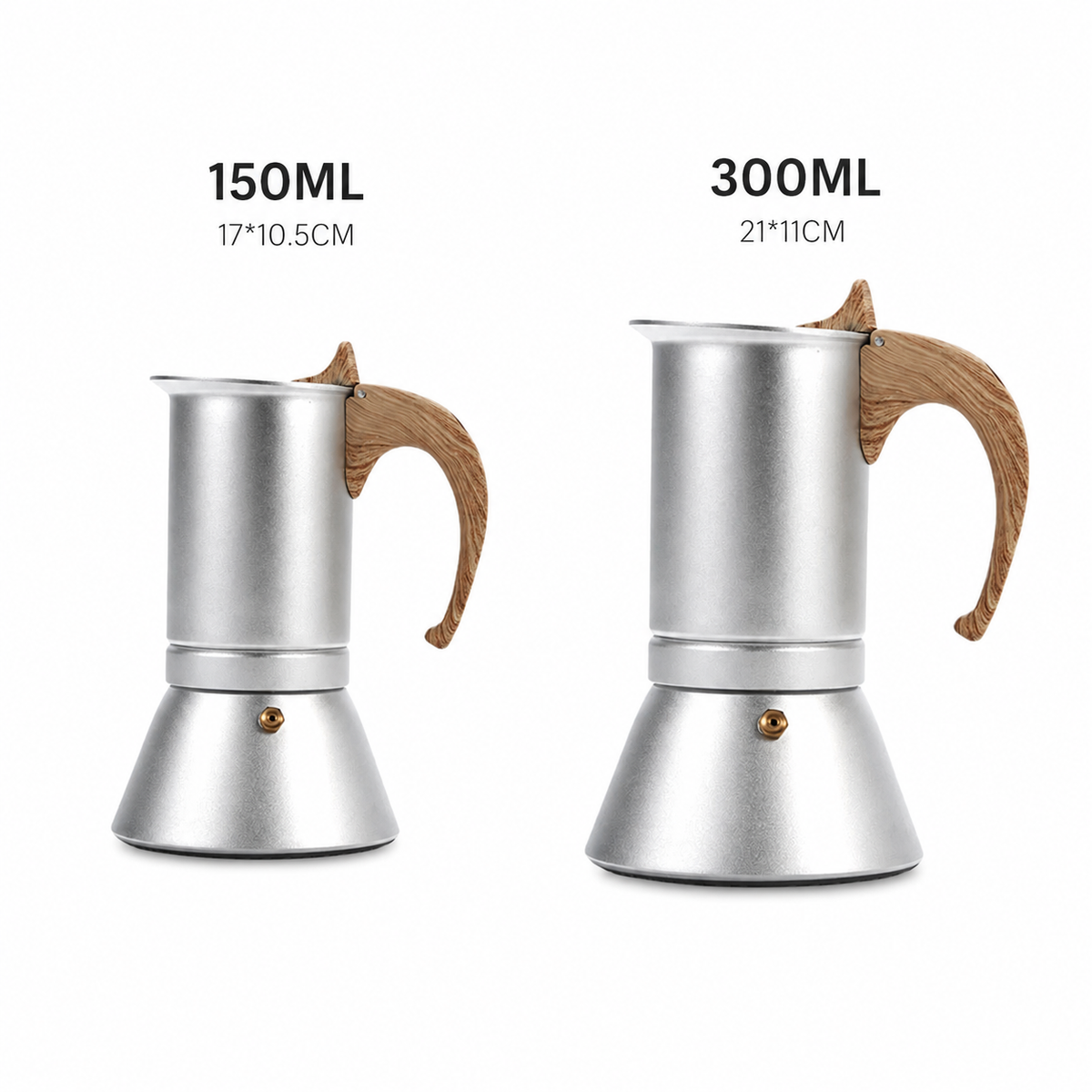 Aluminium Moka Pot Espresso Maker with Wooden Handle