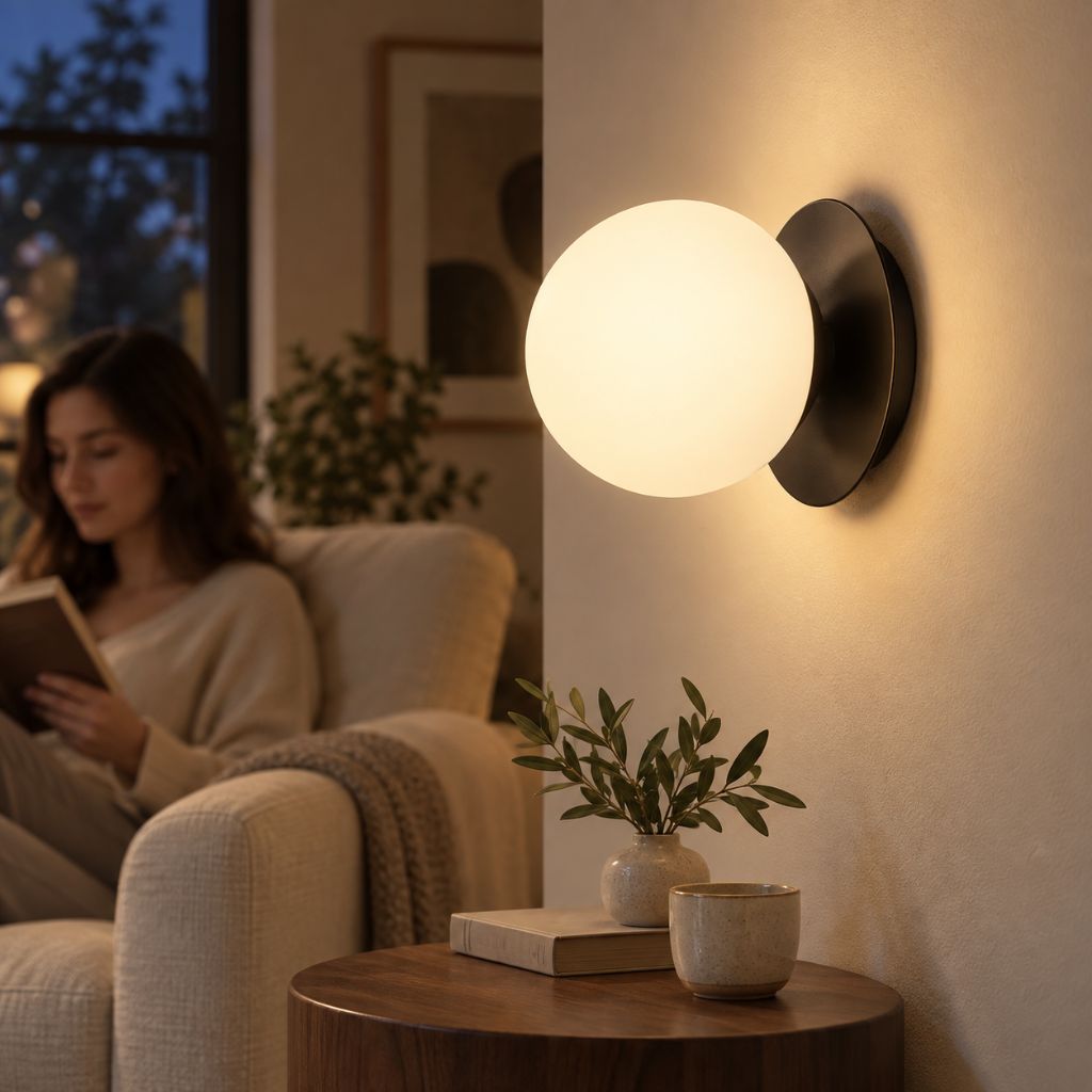 Round Glass Globe G9 Wall Light with Metal Base