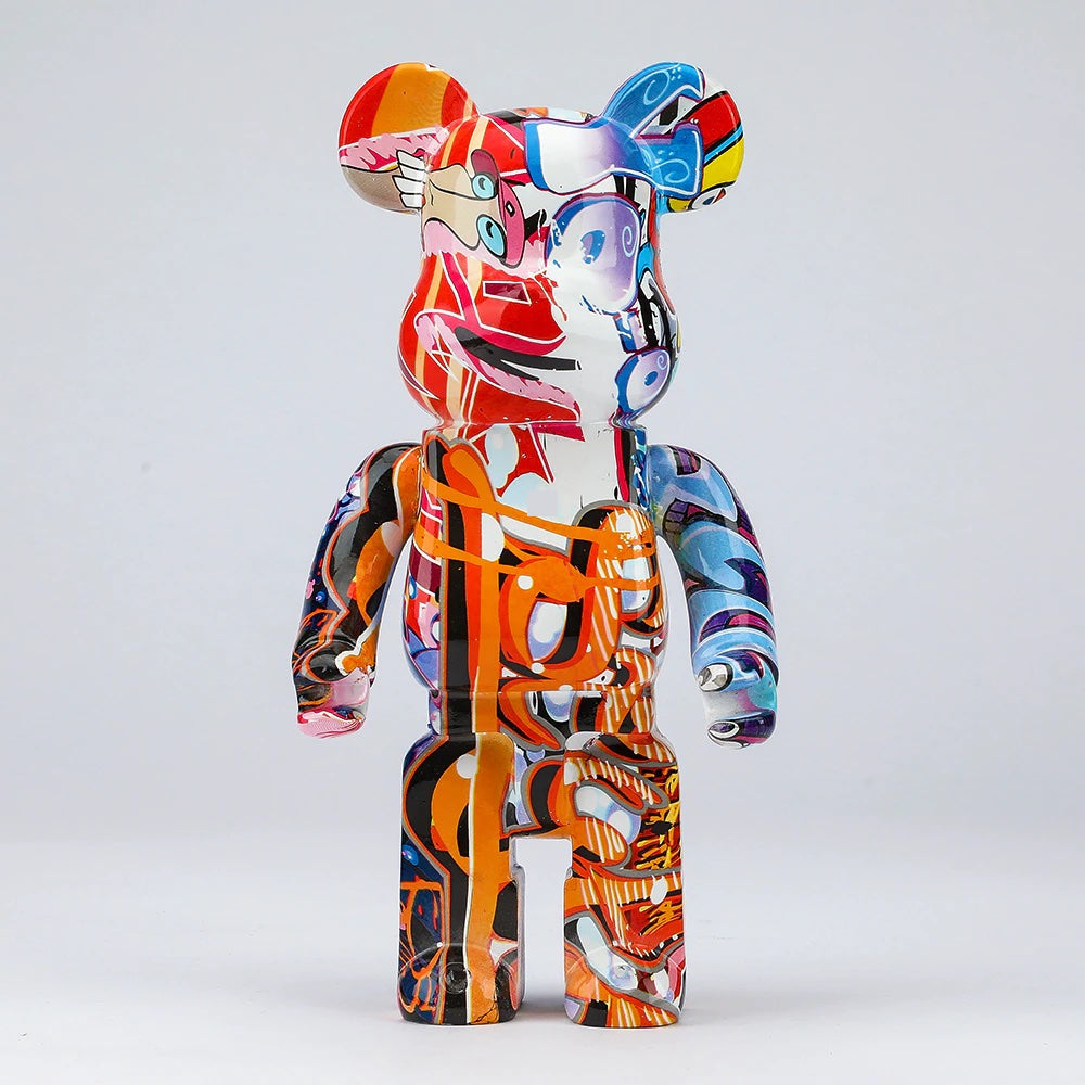 Resin Bear Sculpture with Graffiti Street Art Design