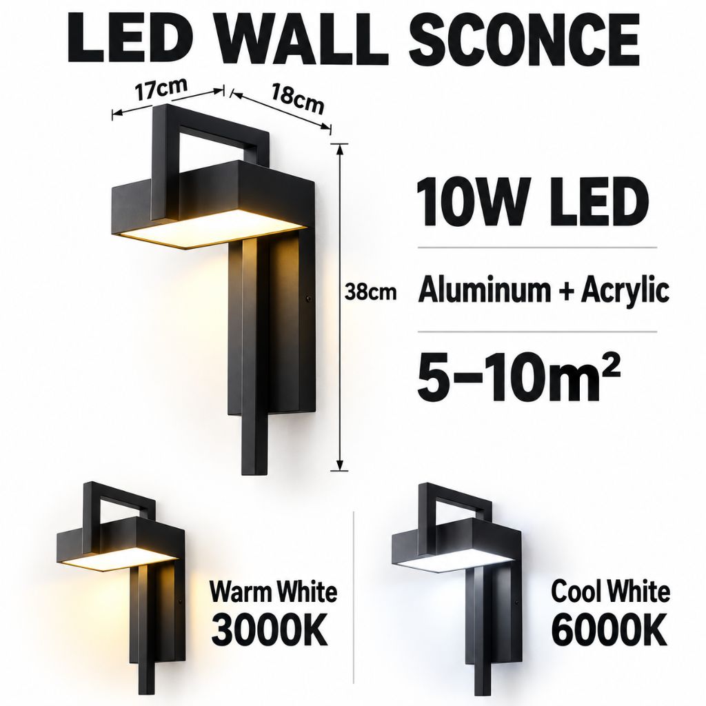 Modern Black Aluminum LED Outdoor Wall Sconce