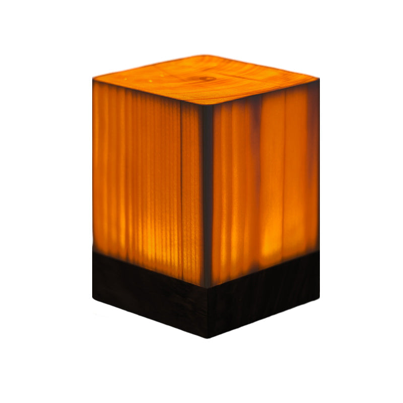 Wood Table Lamp with Translucent Grain Pattern