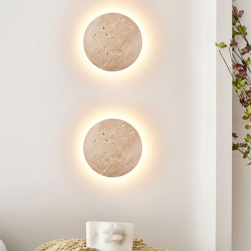 Stone-Inspired Round Wall Lamp