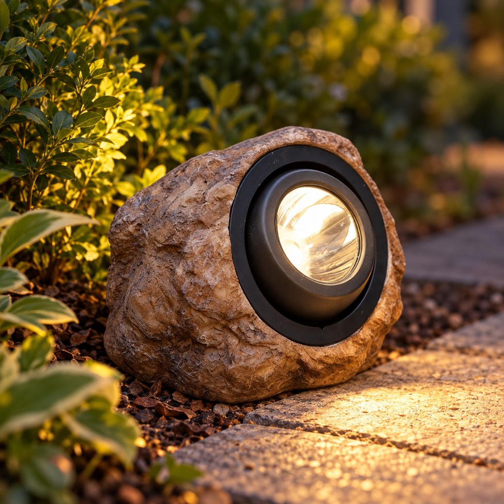 Solar Rock Garden Spotlight with Warm and Cool White LED