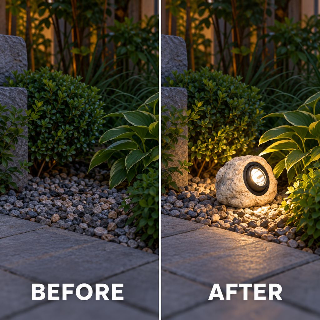 Solar Rock Garden Spotlight with Warm and Cool White LED