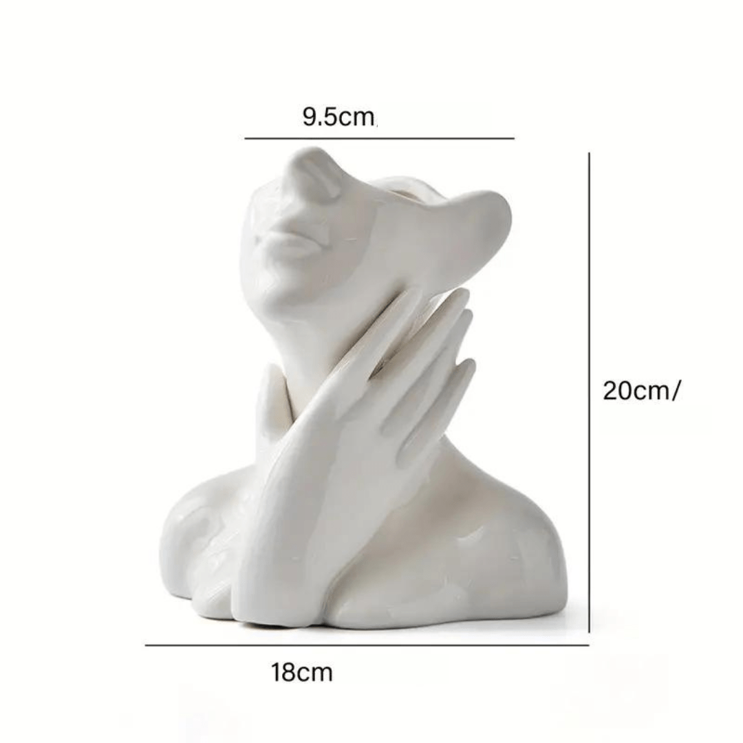 Abstract Face Ceramic Vase for Floral & Home Decor