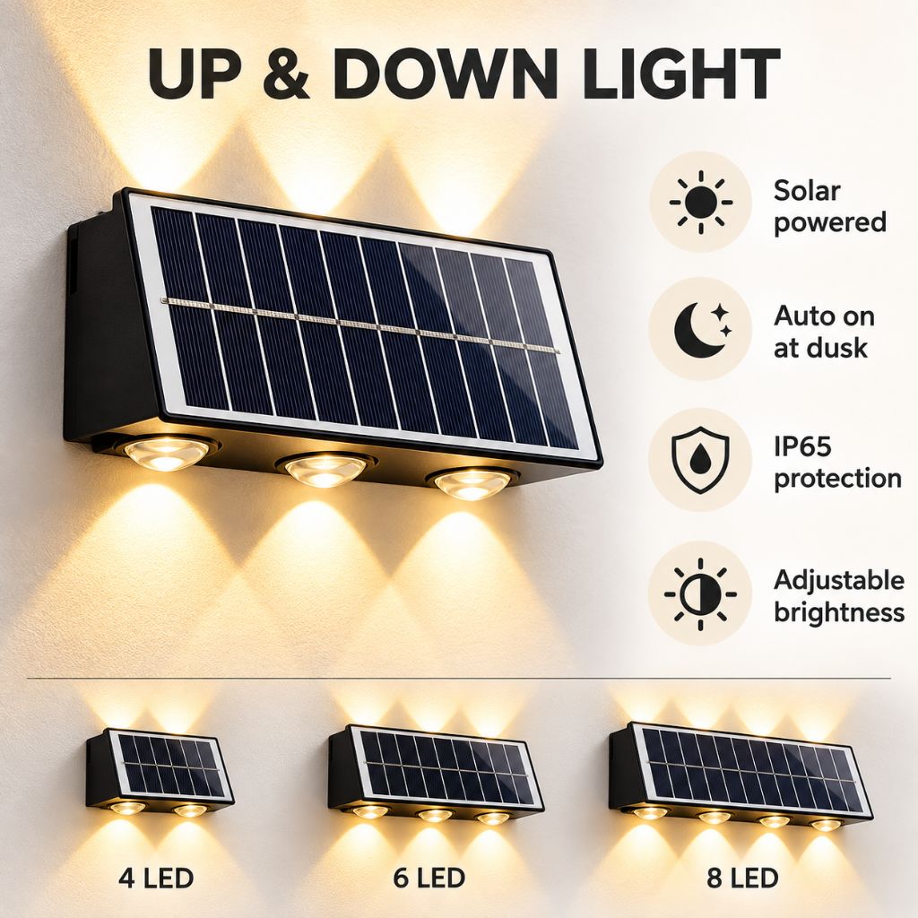 IP65 Solar Up and Down LED Wall Wash Light