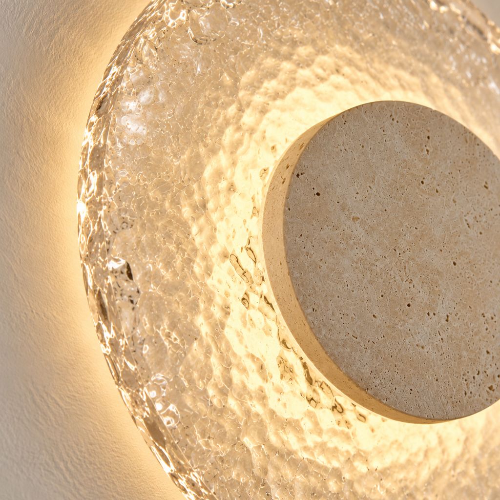 Natural Stone and Acrylic LED Wall Light with Textured Disc