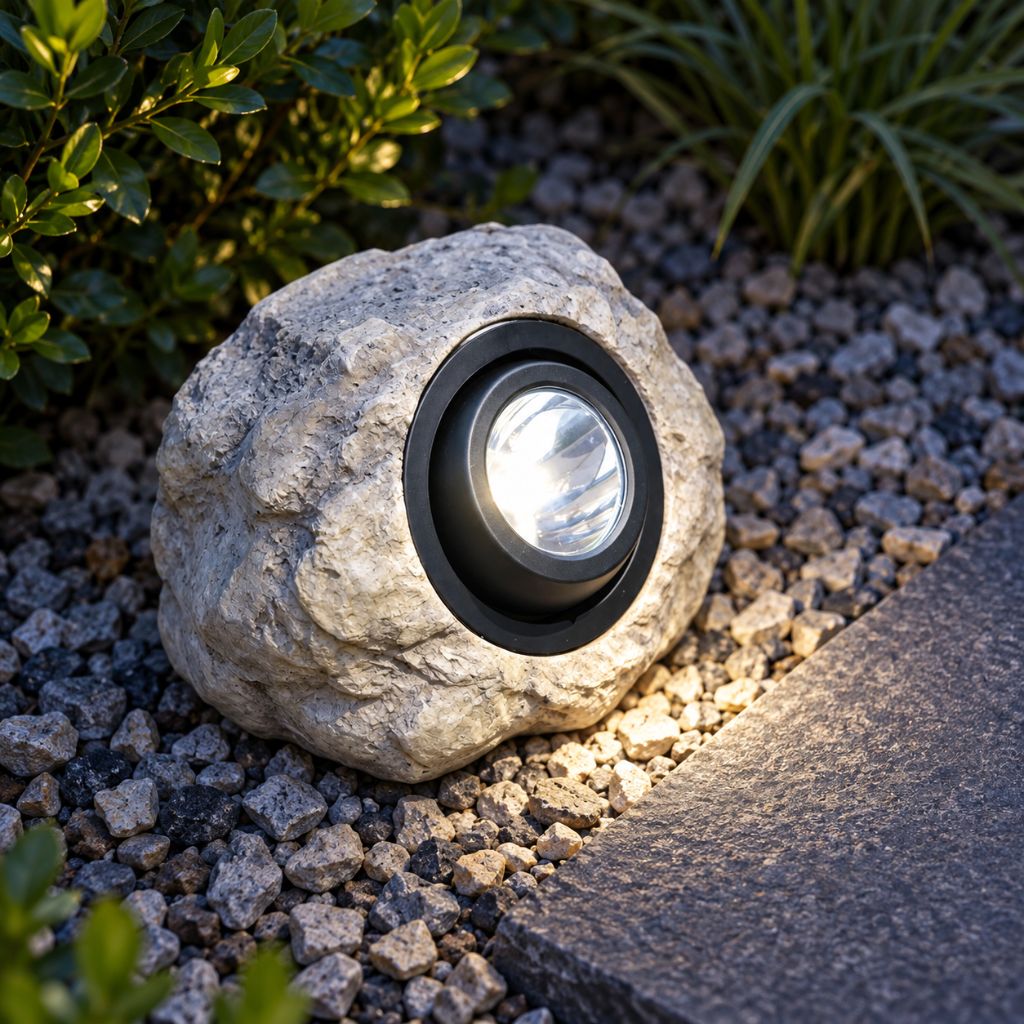 Solar Rock Garden Spotlight with Warm and Cool White LED