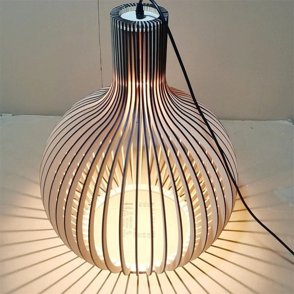 Rustic Wooden Cage Pendant Light