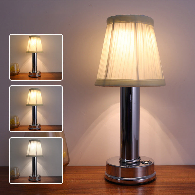 Vintage Table Lamp with Pleated Fabric Shade