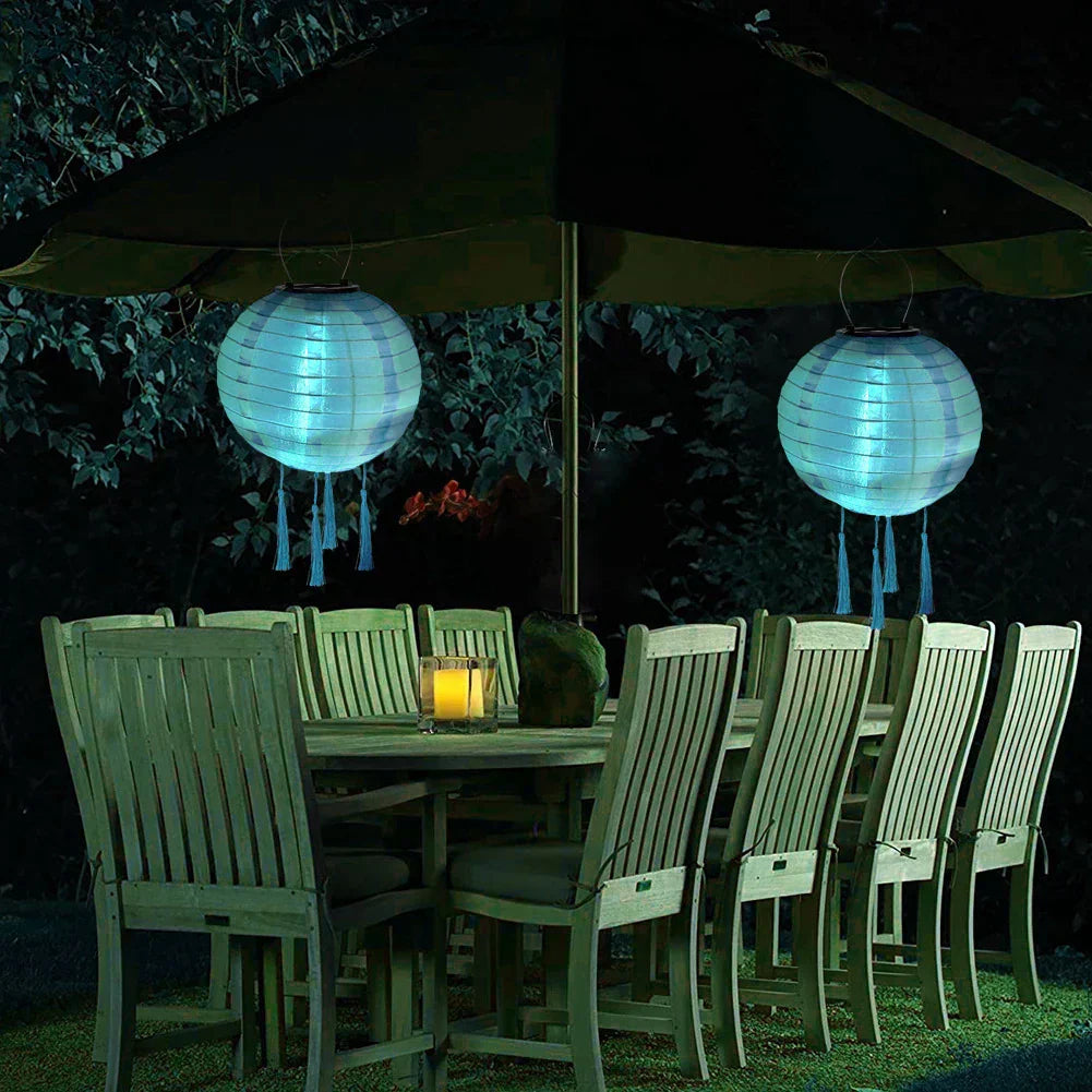 Solar-Powered Hanging Chinese Lanterns for Outdoor Decoration