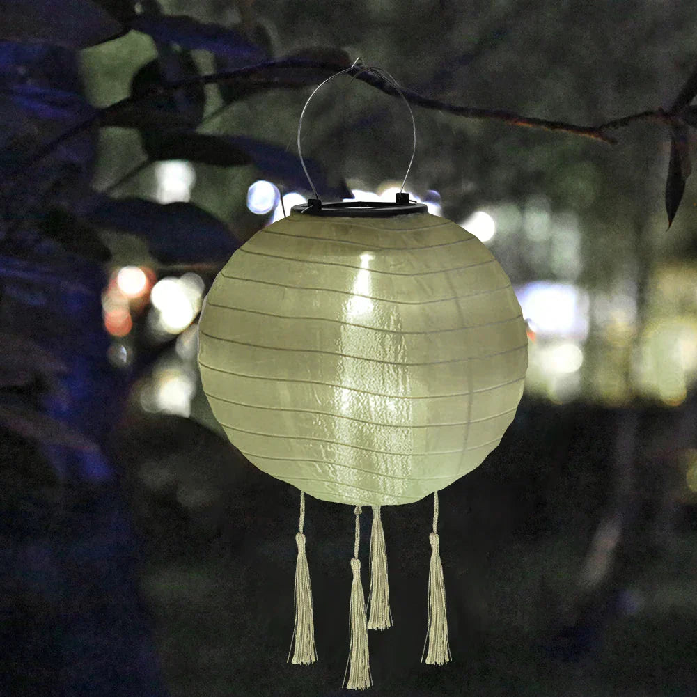 Solar-Powered Hanging Chinese Lanterns for Outdoor Decoration