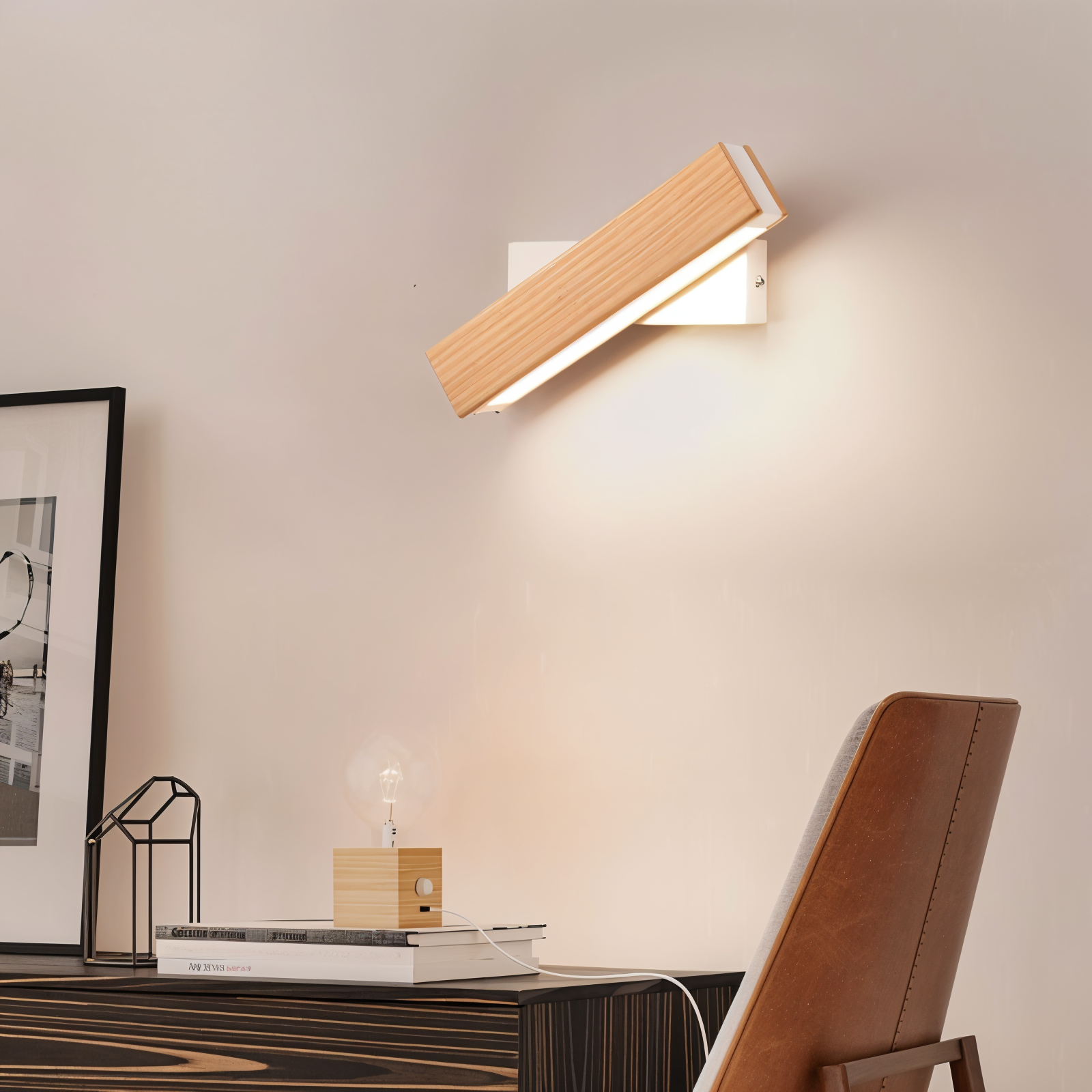 360° Swiveling Wooden Wall Light