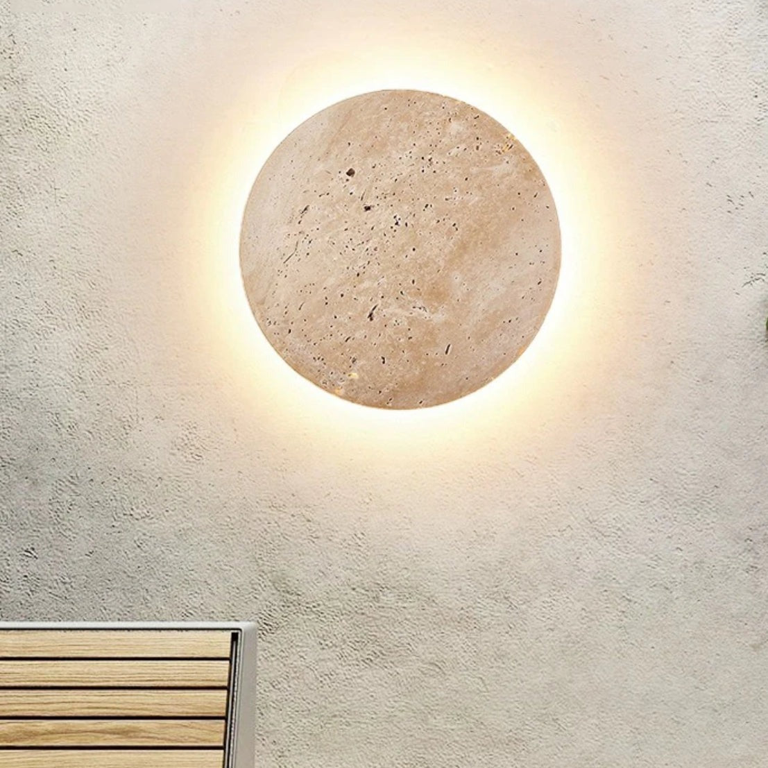 Stone-Inspired Round Wall Lamp