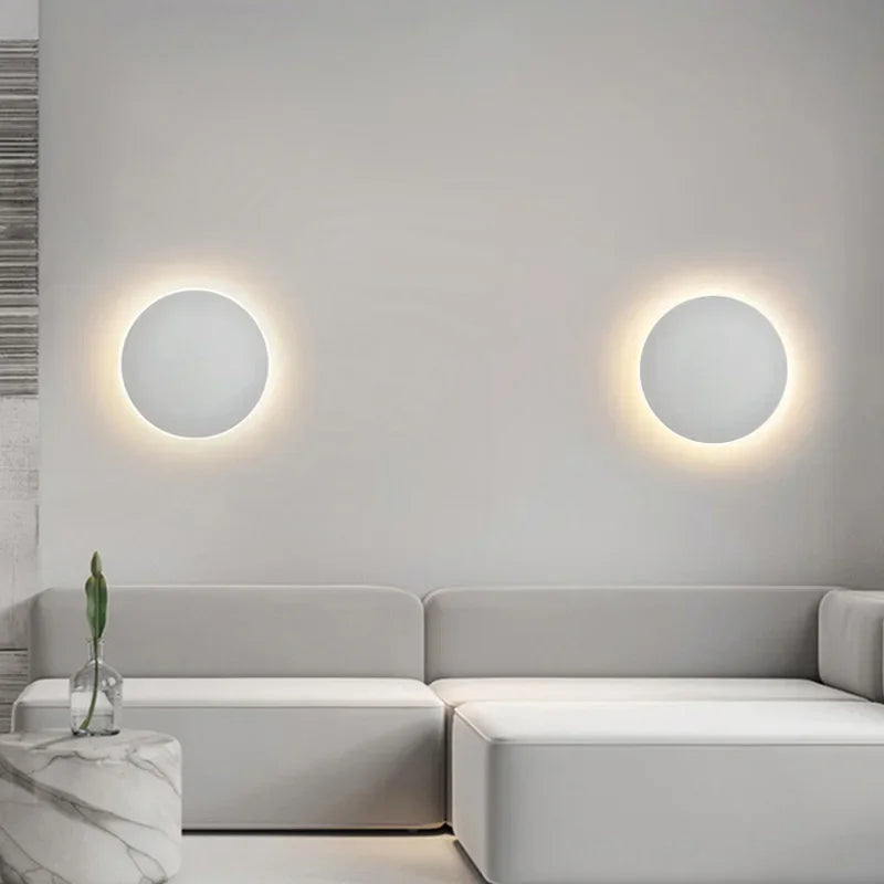 Round Backlit Sconce LED Wall Light for Interiors