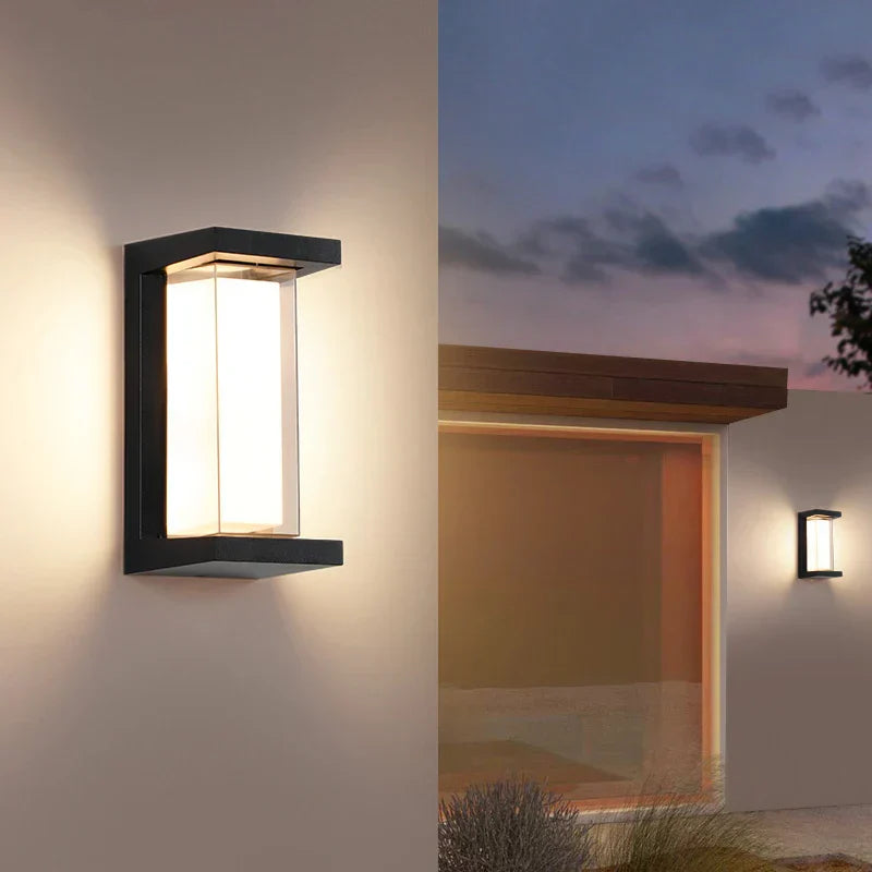 Outdoor Wall Light with Double Layer Lampshade