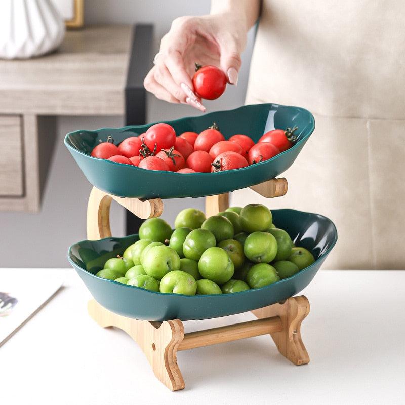 Modern Bamboo Fruit Basket - 2 to 3 Tiers