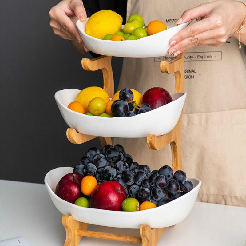 Modern Bamboo Fruit Basket - 2 to 3 Tiers