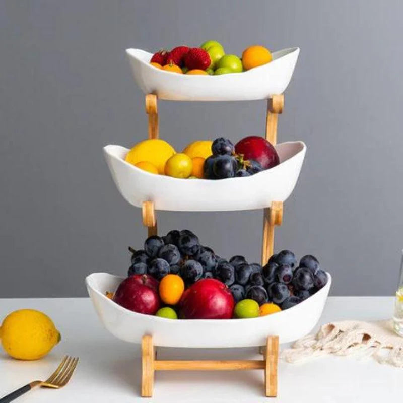 Modern Bamboo Fruit Basket - 2 to 3 Tiers