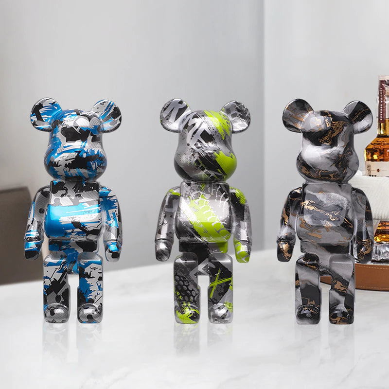 Resin Bear Sculpture with Graffiti Street Art Design