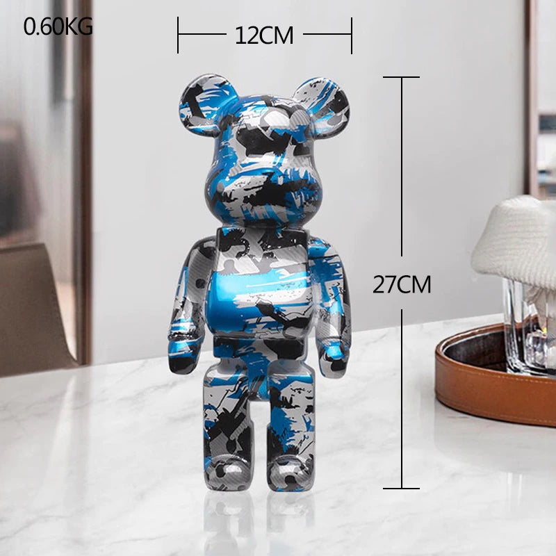 Resin Bear Sculpture with Graffiti Street Art Design