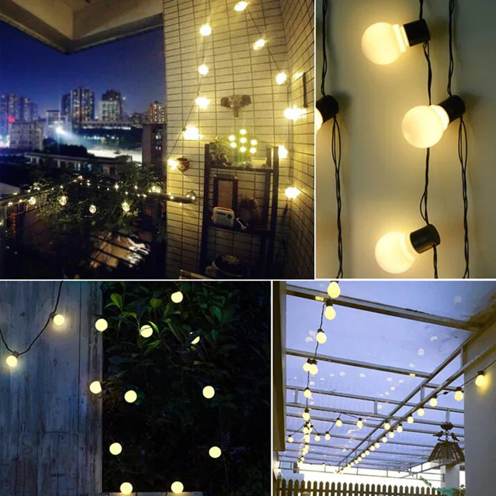 Outdoor String Lights with Warm Glow for Gardens and Patios