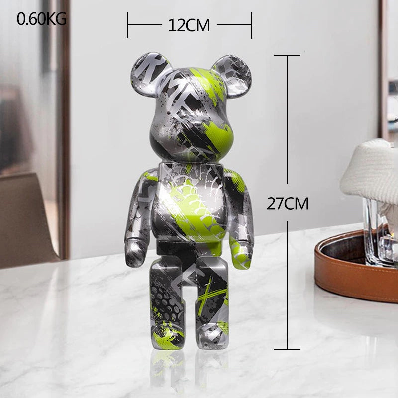 Resin Bear Sculpture with Graffiti Street Art Design