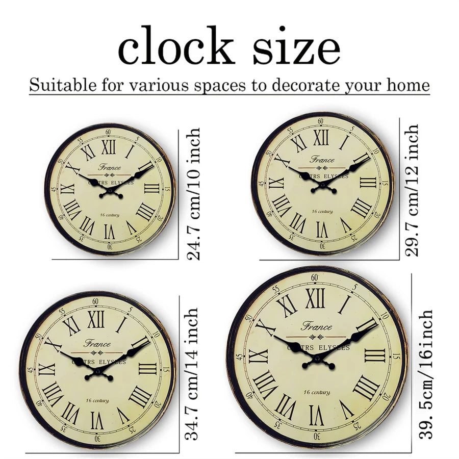 Wall Clock Classic French Design - Silent Quartz Movement