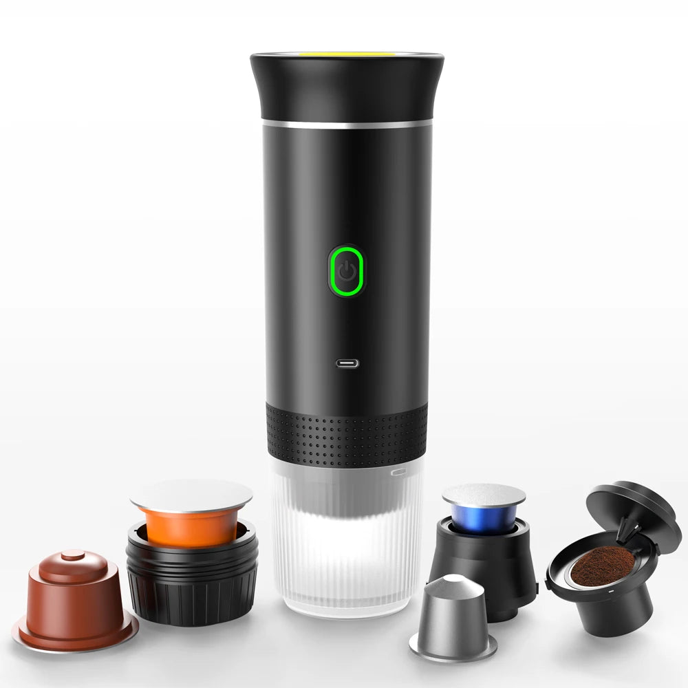 Portable Coffee Machine for Camping 3-in-1 Capsule and Powder