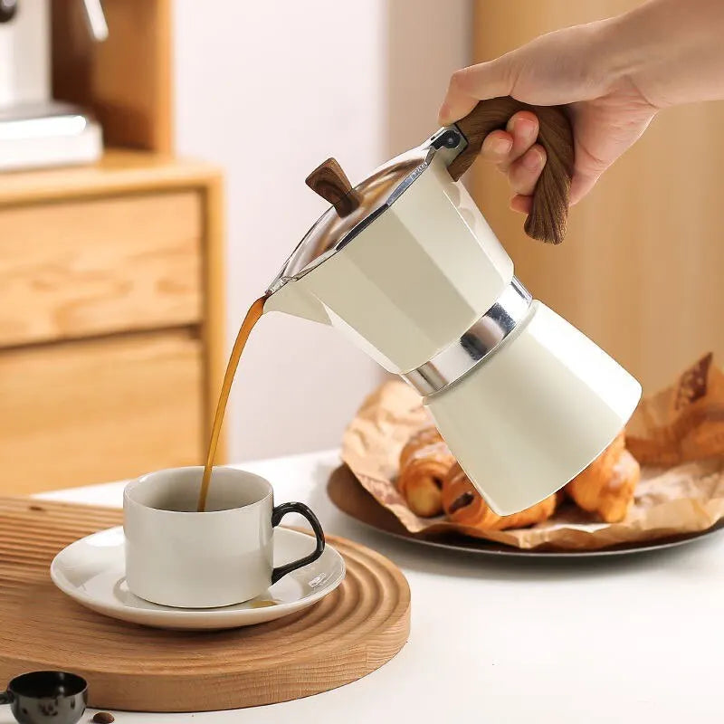 Stovetop Moka Pot with Wooden Handle