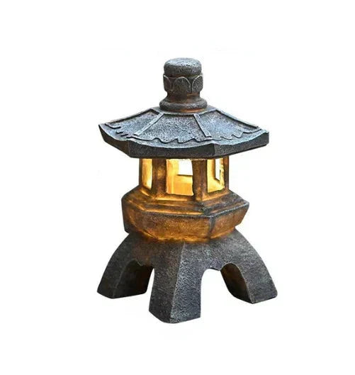 Japanese-Style Solar Pagoda Garden Lantern