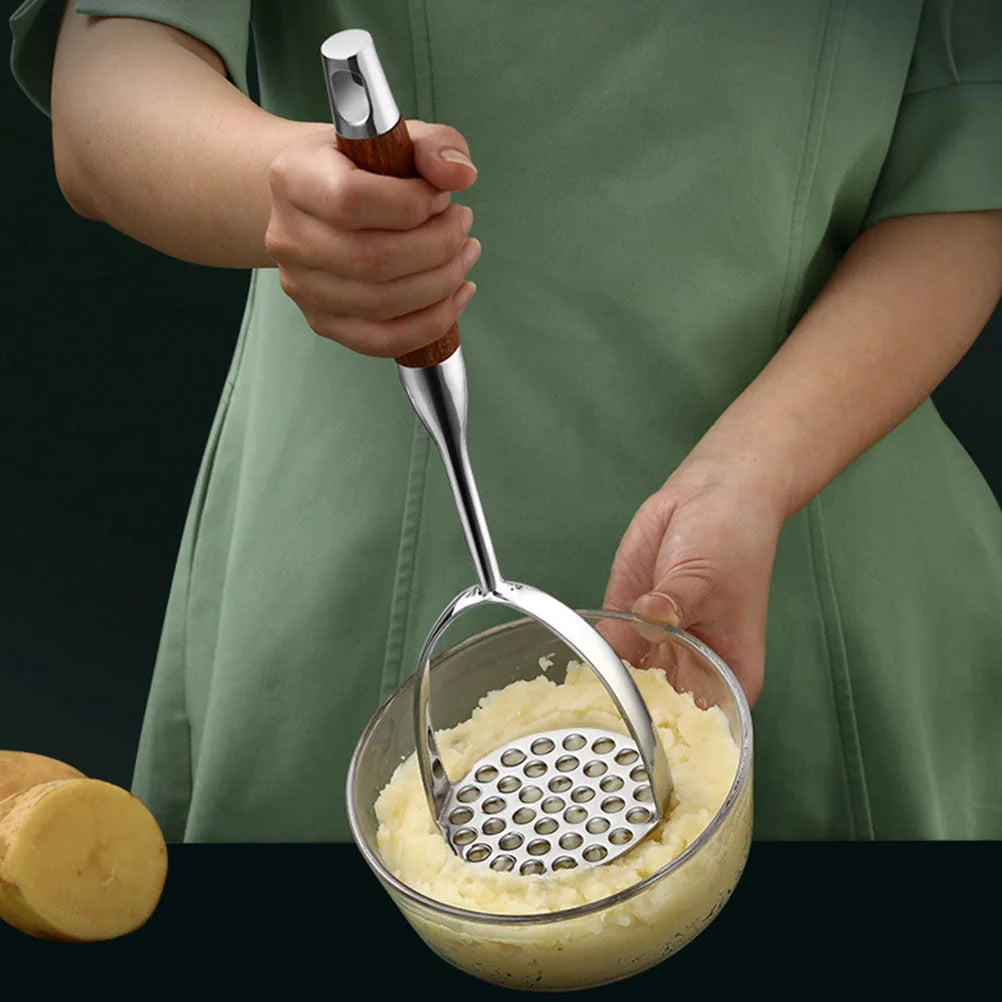 Stainless Steel Potato Masher with Wooden Handles