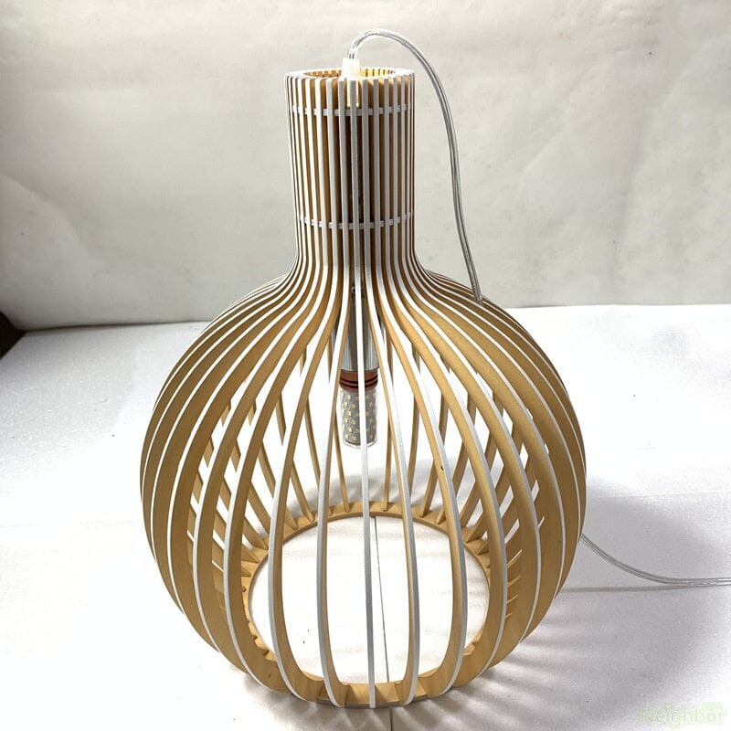 Rustic Wooden Cage Pendant Light