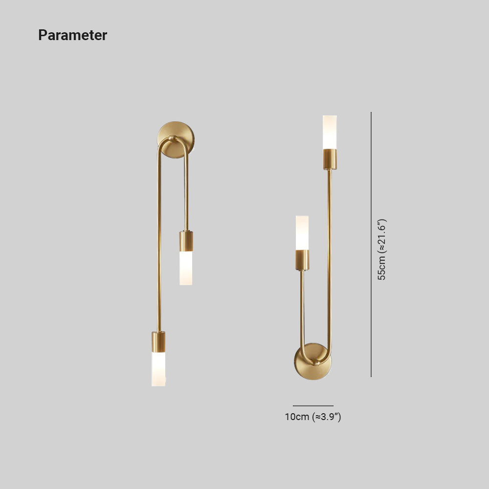 Gold Wall Sconce with Double Frosted Glass Cylinders