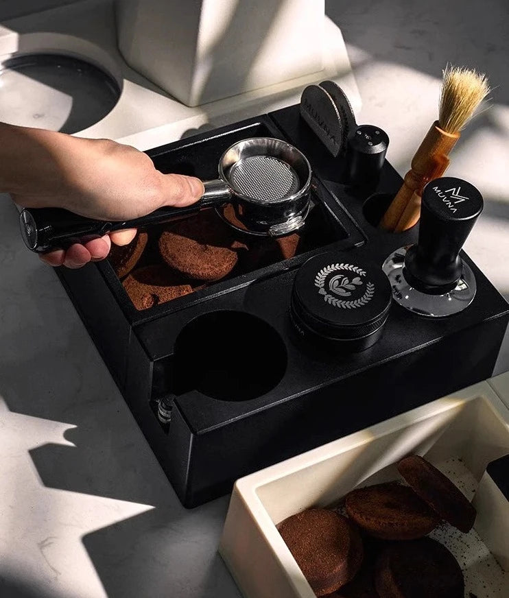 Multifunctional Coffee Tamping Station with Knock Box