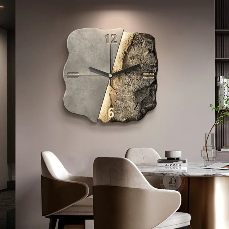 Abstract Elegance Wall Clock – Sandstone Design for Luxury Interiors