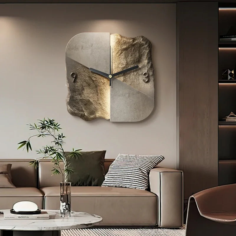 Abstract Elegance Wall Clock – Sandstone Design for Luxury Interiors