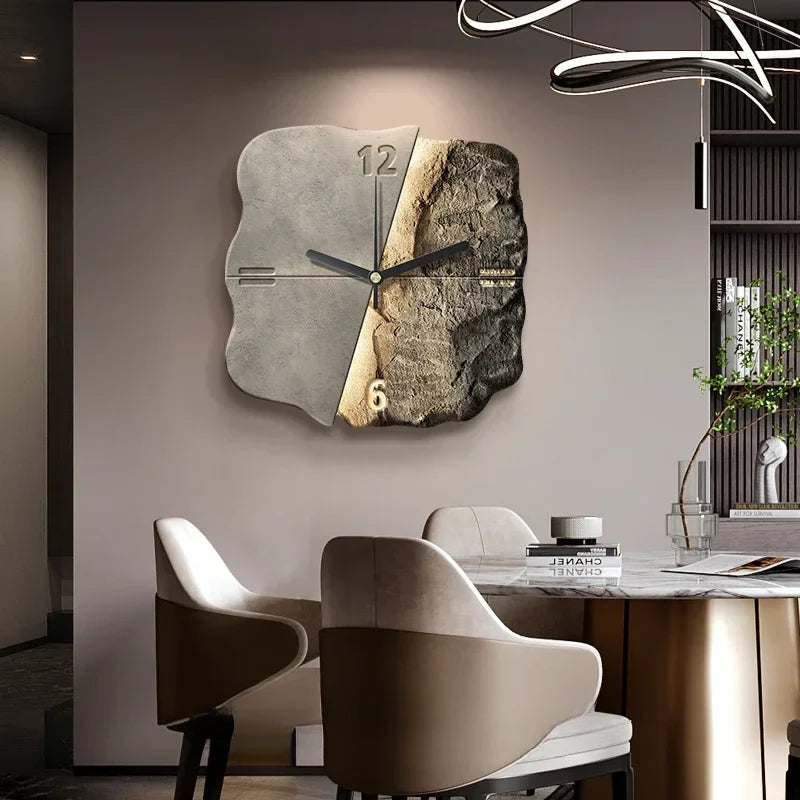 Abstract Elegance Wall Clock – Sandstone Design for Luxury Interiors